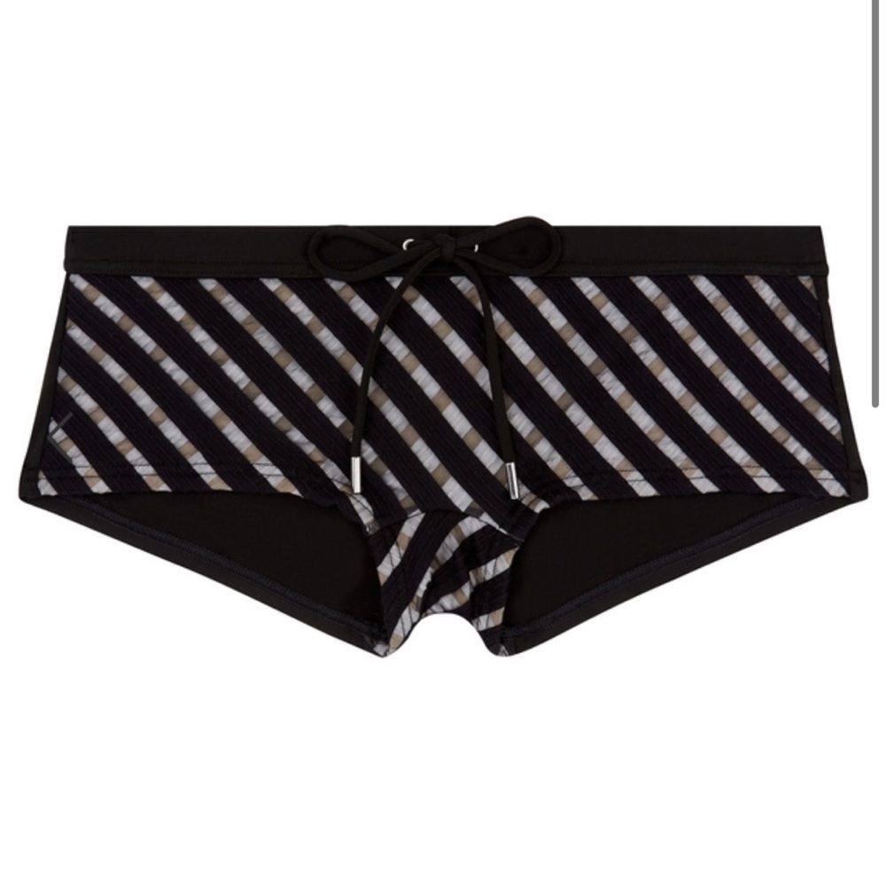 NWOT La Perla Black and white jacquard stripe boyshort bikini briefs